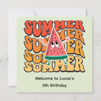 Süße Groovy Retro Sommer Wassermelonen Party Einladung