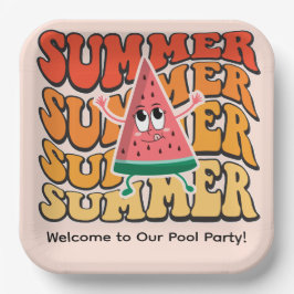 Süße Groovy Retro Sommer Wassermelonen Party Pappteller