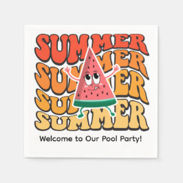 Süße groovy Retro-Sommer-Wassermelonen-Party Serviette