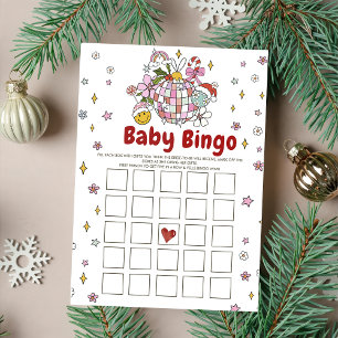 Süße Groovy Weihnachten Baby Shower Bingo Spiele K Einladung