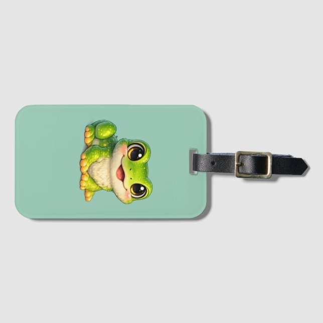 Süße großäugige Frosch Kawaii Tier Design Gepäckanhänger (Vorderseite (Horizontal))