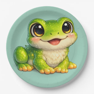 Süße großäugige Frosch Kawaii Tier Design Pappteller