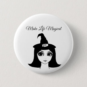 süße große Augen Hexen Mädchen Fantasy Märchen Kun Button