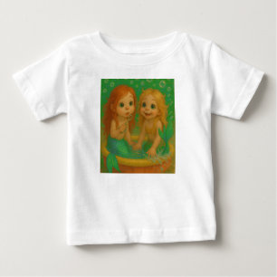 Süße große Augen Meerjungfrau Schwestern Planschbe Baby T-shirt