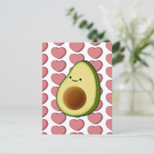 Süße grüne Avocado in rotem Herz Valentinstag Postkarte