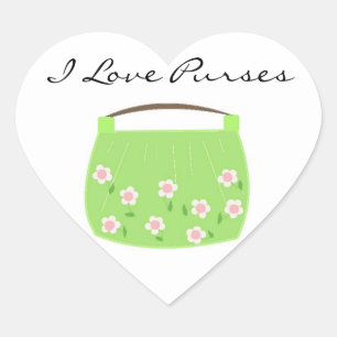 Süße grüne Blumenhandtasche Herz-Aufkleber