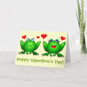 Süße grüne Cartoon-Frösche Hoppy Valentinstag Feiertagskarte