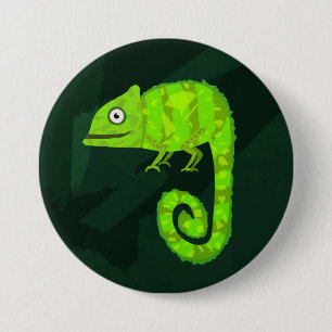 Süße grüne Chamäleon-Illustration tropisches Repti Button