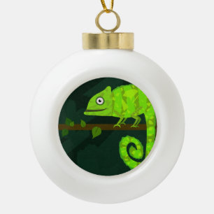 Süße grüne Chamäleon-Illustration tropisches Repti Keramik Kugel-Ornament