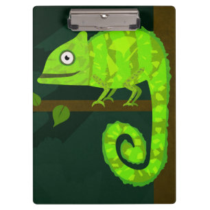 Süße grüne Chamäleon-Illustration tropisches Repti Klemmbrett