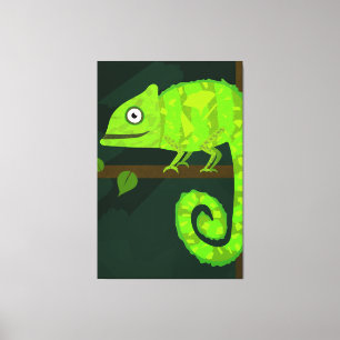 Süße grüne Chamäleon-Illustration tropisches Repti Leinwanddruck