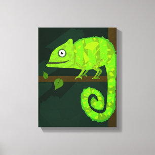 Süße grüne Chamäleon-Illustration tropisches Repti Leinwanddruck