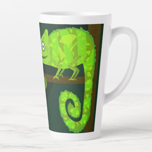 Süße grüne Chamäleon-Illustration tropisches Repti Milchtasse (Rechts)