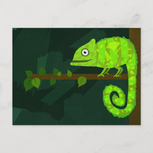Süße grüne Chamäleon-Illustration tropisches Repti Postkarte