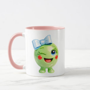 Süße grüne Charakterillustration Tasse