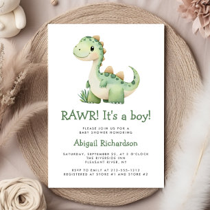 Süße grüne Dinosaurier-Jungen-Baby-Party Einladung
