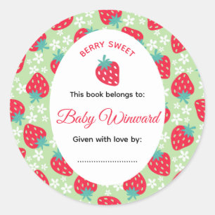 Süße Grüne Erdbeere Baby Shower Runder Aufkleber