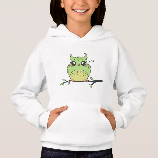 Süße Grüne Eulen Mädchen Kapuzenpullover - Whimsic Hoodie (Vorderseite)