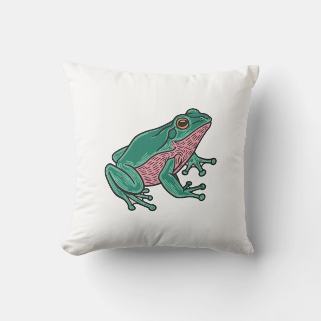 Süße grüne Frosch Kissen (Vorderseite)