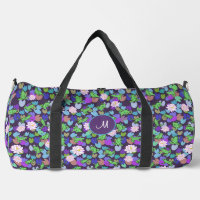 Süße grüne Frösche lila Monogramm-Tasche