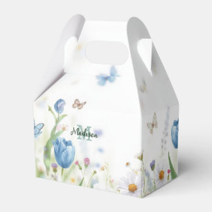 Süße grüne Frühlingsblumen-Wildblumenstrauß Monogr Geschenkschachtel