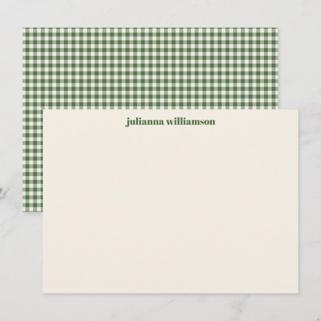 Süße grüne Gingham-Karo-Weihnachts-Personalisation Dankeskarte (Vorne/Hinten)