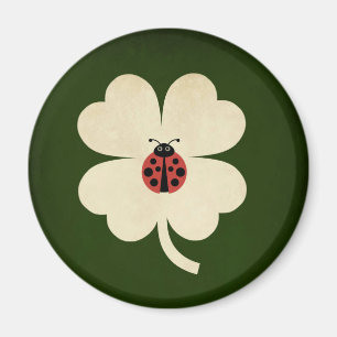 Süße grüne Glücks-Marienkäfer-Kleeblatt Magnet