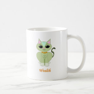 Süße grüne Kätzchen-Cartoon Tasse