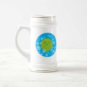 Süße grüne Limettenblasen Cartoon-Illustration Bierglas