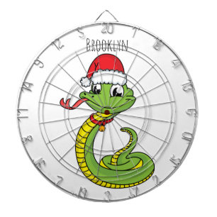 Süße grüne Schlange mit Weihnachtsmannmütze Cartoo Dartscheibe