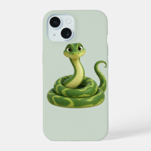 Süße grüne Schlange Süße Schlangen Kunst Telefonhü iPhone 15 Hülle