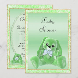 Süße grüne schlappohrige Häschen-Baby-Party Einladung