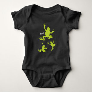 Süße grüne und schwarze Frosch Baby Strampler