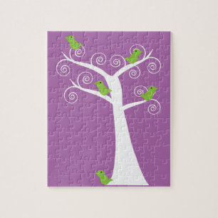 Süße grüne Vögel Fantasie-Natur-Design Puzzle