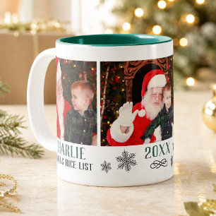 Süße grüne Weihnachts-Fotocollage auf der guten Li Zweifarbige Tasse