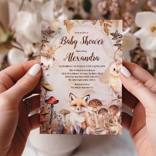 Süße Grünflächen Waldtiere Woodland Baby Shower Einladung