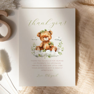 Süße Grünpflanzen-Teddybär-Baby-Shower-Dankeschön Einladung