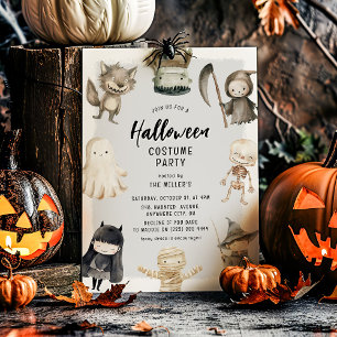 Süße Grusel-Kinder-Halloween-Kostüm-Party Einladung