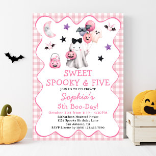 Süße Gruselige Fünf Rosa Mädchen Halloween 5. Gebu Einladung