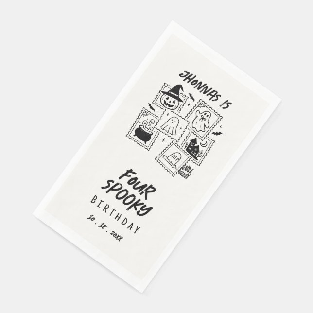 Süße gruselige Geburtstags-Halloween-Doodle Serviette (Ecke)