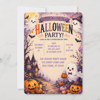 👻🎃 Süße gruselige Geister Halloween-Party 🧡🕸️ Einladung