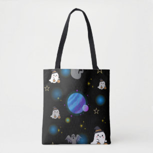 Süße gruselige Halloween-Galaxie-Tragetasche.