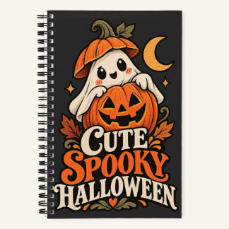 Süße gruselige Halloween-Geist-Kürbis-Retro-Illust Notizbuch