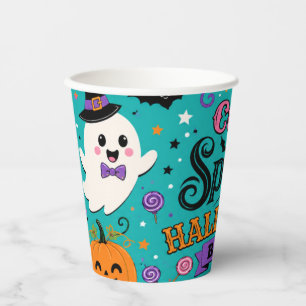 Süße gruselige Halloween-Geister und Kürbis-Party Pappbecher