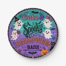 Süße gruselige Halloween-Geister und Kürbis-Party
