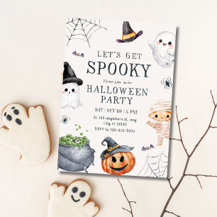 Süße gruselige Halloween-Kinderparty-Geister-Kürbi Einladung