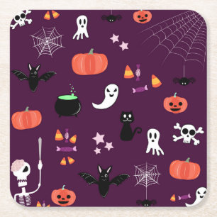 Süße Gruselige Halloween-Kunst Rechteckiger Pappuntersetzer