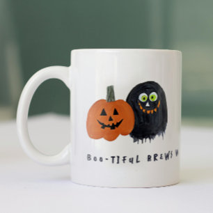 Süße gruselige Halloween-Monster-Crew Schwarze Ski Zweifarbige Tasse
