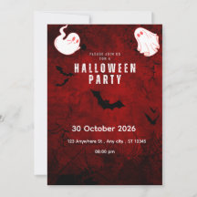 Süße gruselige Halloween-Party-Einladung | Rot & S