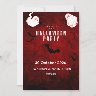 Süße gruselige Halloween-Party-Einladung | Rot & S Ankündigung